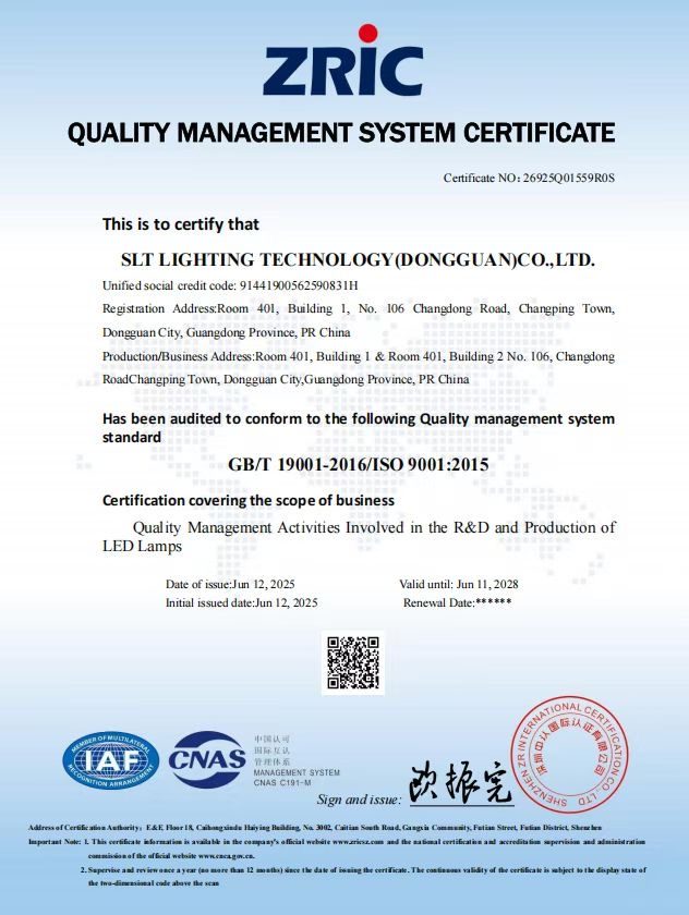 ISO 9001:2015 quality management system certificate 26925Q01559R0S, valid until June 11, 2028